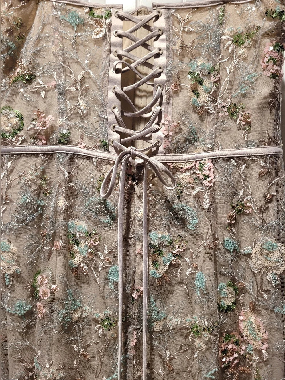 NWOT House of CB Taupe Embroidered Floral Mermaid Gown - Picture 11 of 15